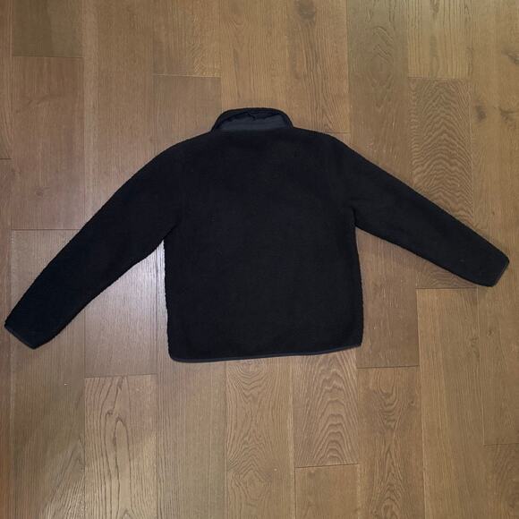 J Crew Teddy sherpa lady jacket BT709 Sz Small Black Gold Buttons Patch Pockets - Picture 2 of 4